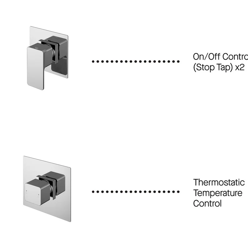 Nuie 2 Outlet Windon Bundle With Stop Taps Contemporary Chrome Brass ABS