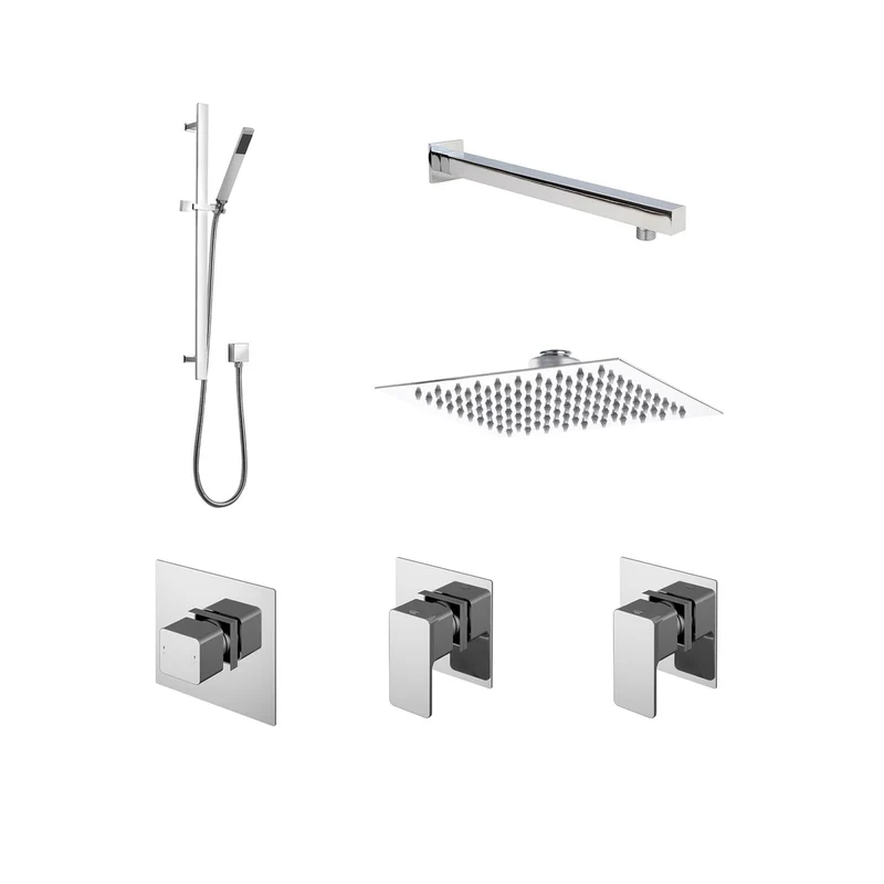 Nuie 2 Outlet Windon Bundle With Stop Tap & Diverter Contemporary Chrome Brass ABS
