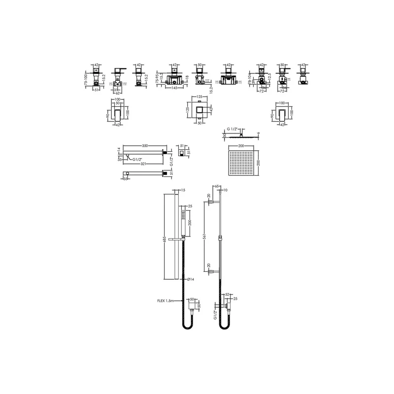 Nuie 2 Outlet Windon Bundle With Stop Tap & Diverter Contemporary Chrome Brass ABS