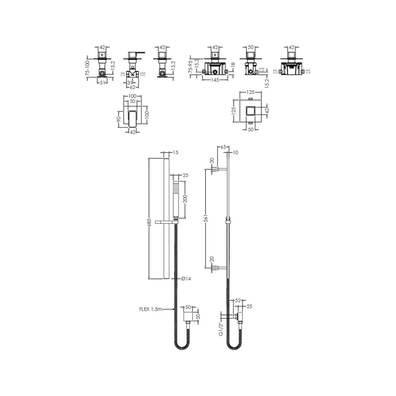Nuie 1 Outlet Bundle Windon Contemporary Chrome Brass ABS - SBS127ST1