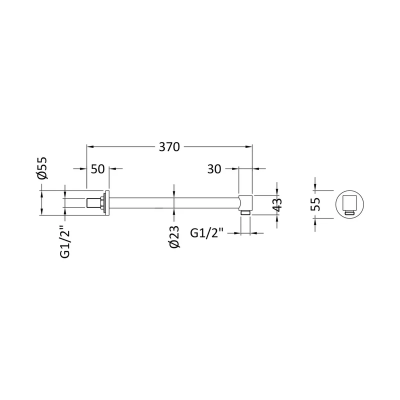 Nuie Wall-mounted Arm Contemporary Chrome Brass 55x55x328mm