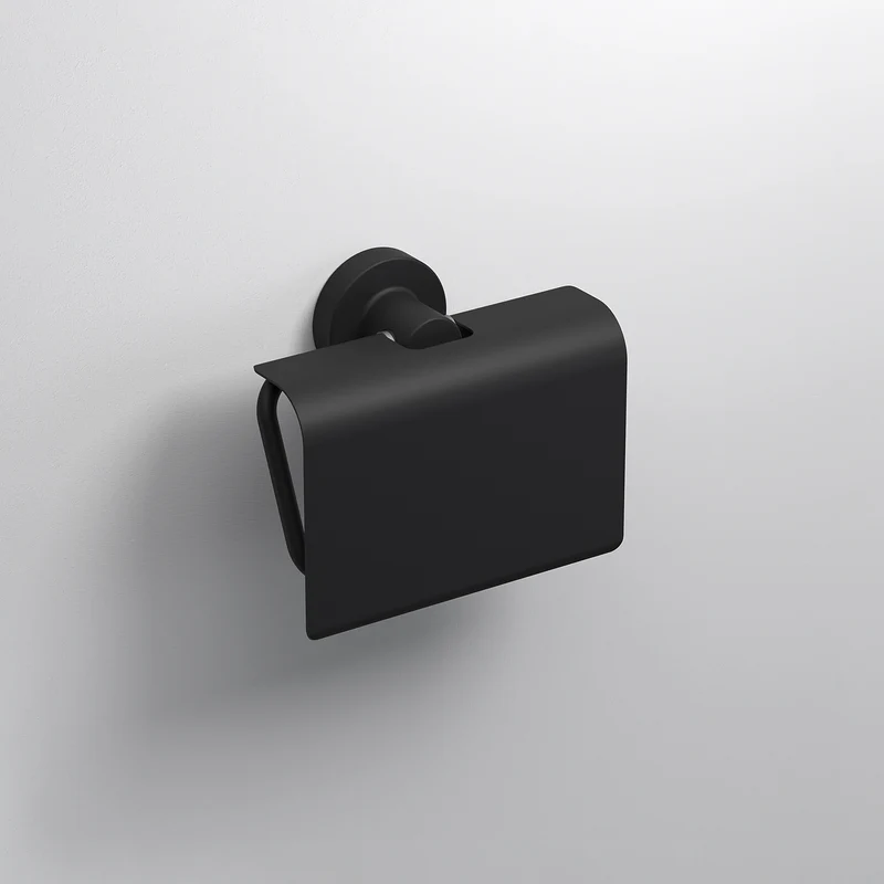 Sonia Tecno Project Toilet Roll Holder with Flap - Matt Black