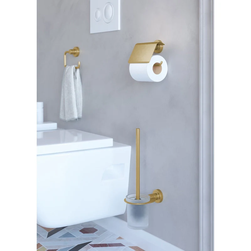 Sonia Tecno Project Toilet Roll Holder with Flap - Brushed Brass