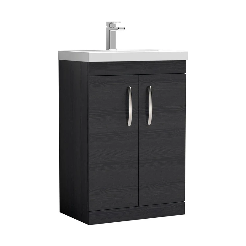 Nuie Athena 600mm Floor Standing Vanity With Basin 1 Contemporary Charcoal Black MFC 905x610x390mm - ATH026A