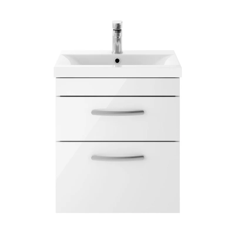 Nuie Athena 500mm Wall Hung Vanity With Basin 1 Contemporary Gloss White MFC 578x510x390mm