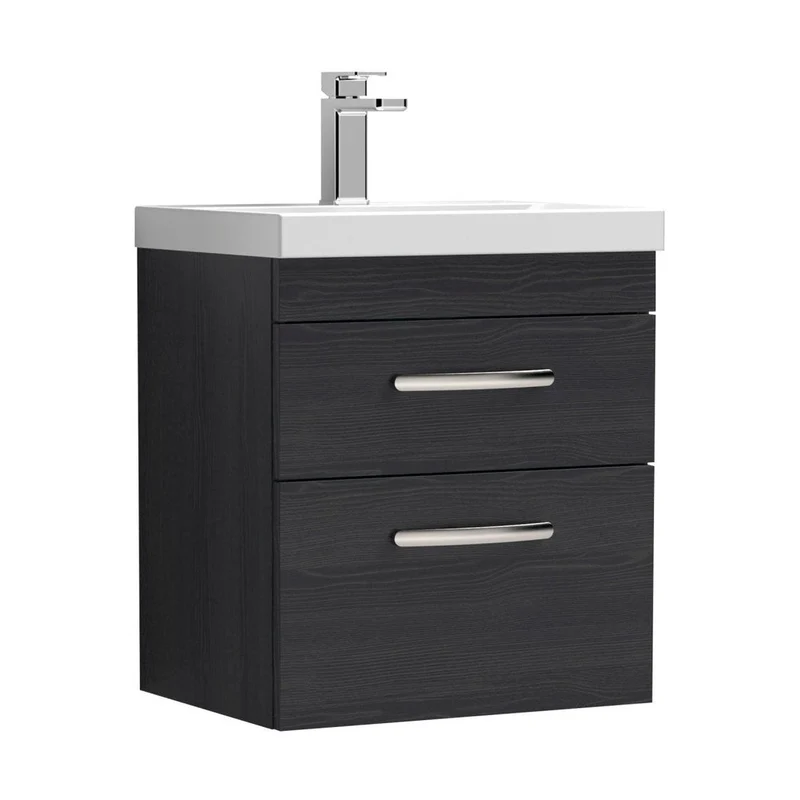 Nuie Athena 500mm Wall Hung Vanity With Basin 1 Contemporary Charcoal Black MFC 578x510x390mm