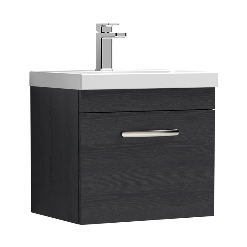 Nuie Athena 500mm Wall Hung Vanity With Basin 1 Contemporary Charcoal Black MFC 470x510x390mm
