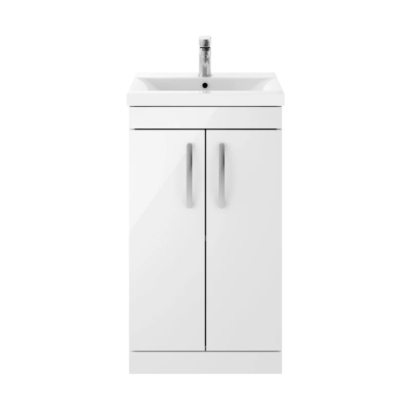 Nuie Athena 500mm Floor Standing Vanity With Basin 1 Contemporary Gloss White MFC 905x510x390mm