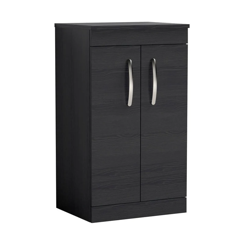 Nuie Athena 500mm Floor Standing Vanity With Worktop Contemporary Charcoal Black MFC Textured Woodgrain 883x505x390mm