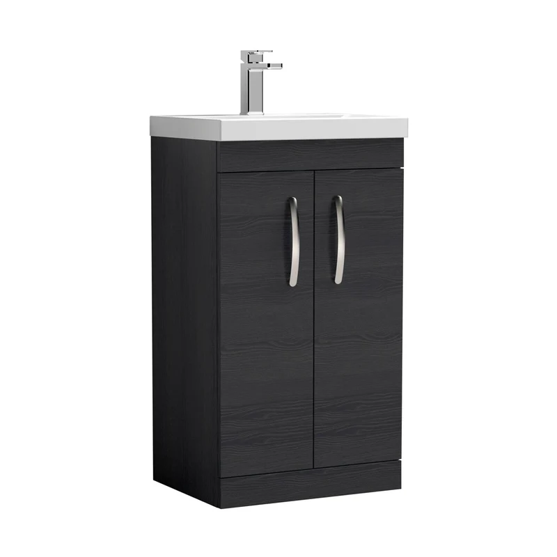 Nuie Athena 500mm Floor Standing Vanity With Basin 1 Contemporary Charcoal Black MFC 905x510x390mm