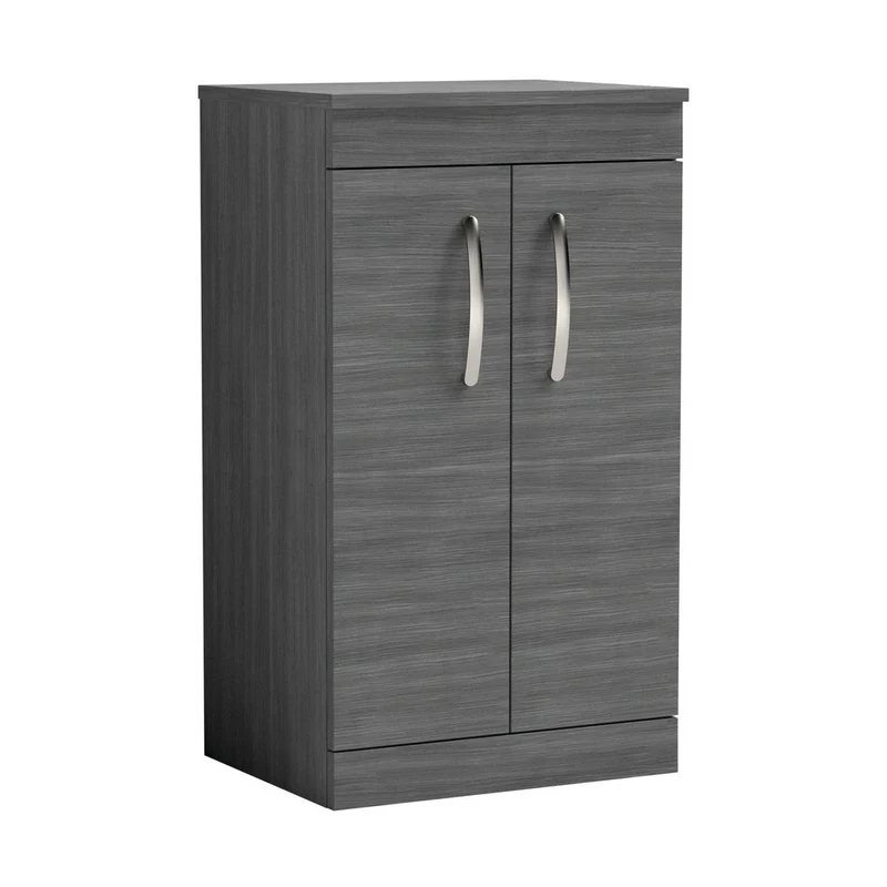 Nuie Athena 500mm Floor Standing Vanity With Worktop Contemporary Anthracite Woodgrain MFC Textured Woodgrain 883x505x390mm