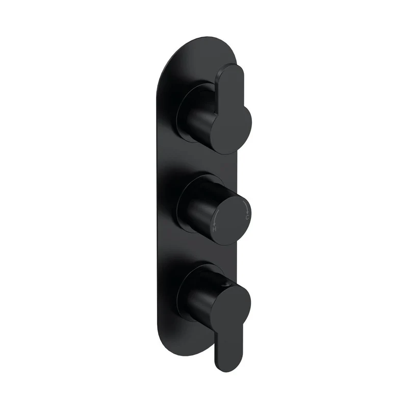 Nuie Arvan Triple Thermostatic Valve Contemporary Matt Black Brass ABS 280x80x136mm