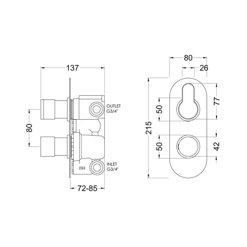 Nuie Arvan Twin Thermostatic Valve With Diverter Contemporary Brushed Bronze ABS,brass 215x80x136mm