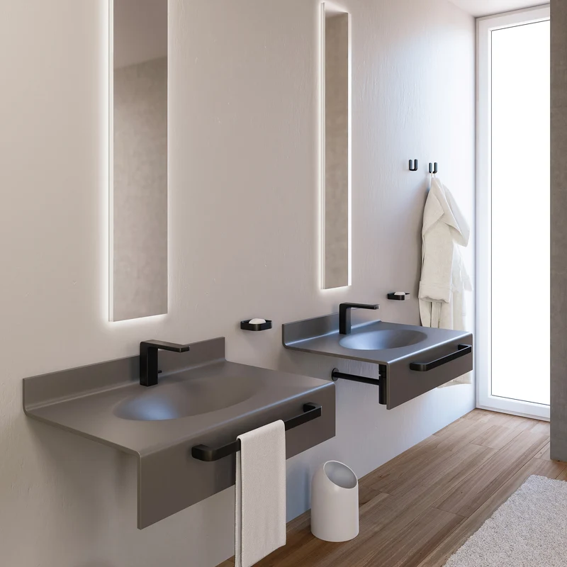 Gedy Outline WC Brush Set Wall Mounted - Matt Black