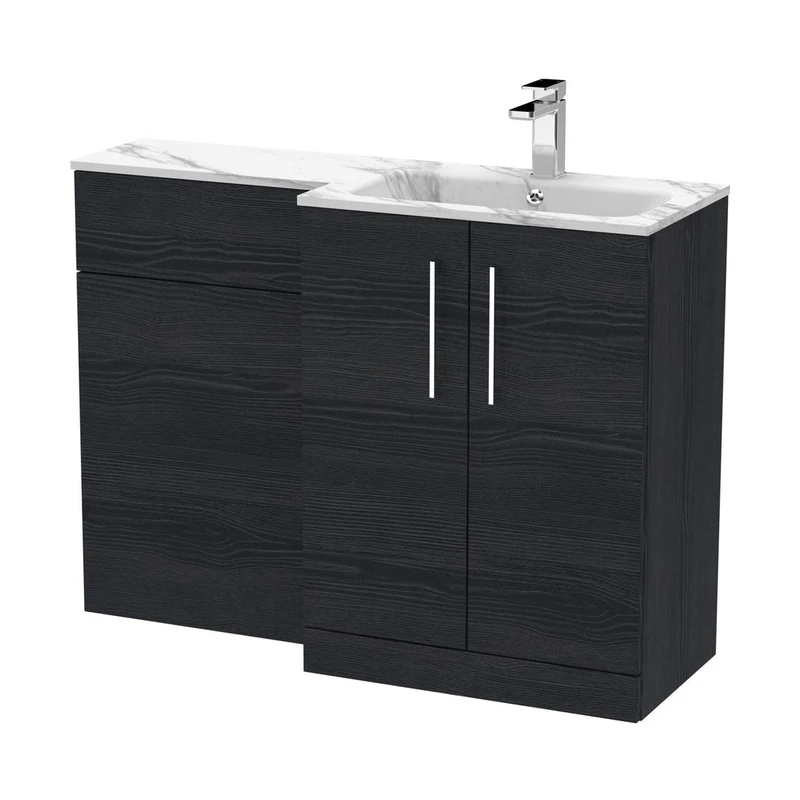 Nuie Arno 1100mm Right Hand Combination Contemporary Charcoal Black MFC Textured Woodgrain,stone 858x1105x390mm - ARN613R