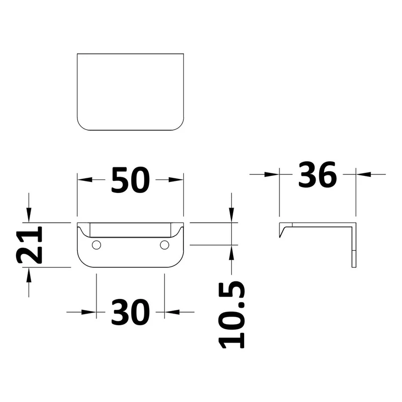 Small Rear Fixed Furniture Handle - Satin Chrome
