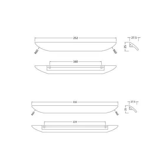 Finger Pull Furniture Handle - Chrome
