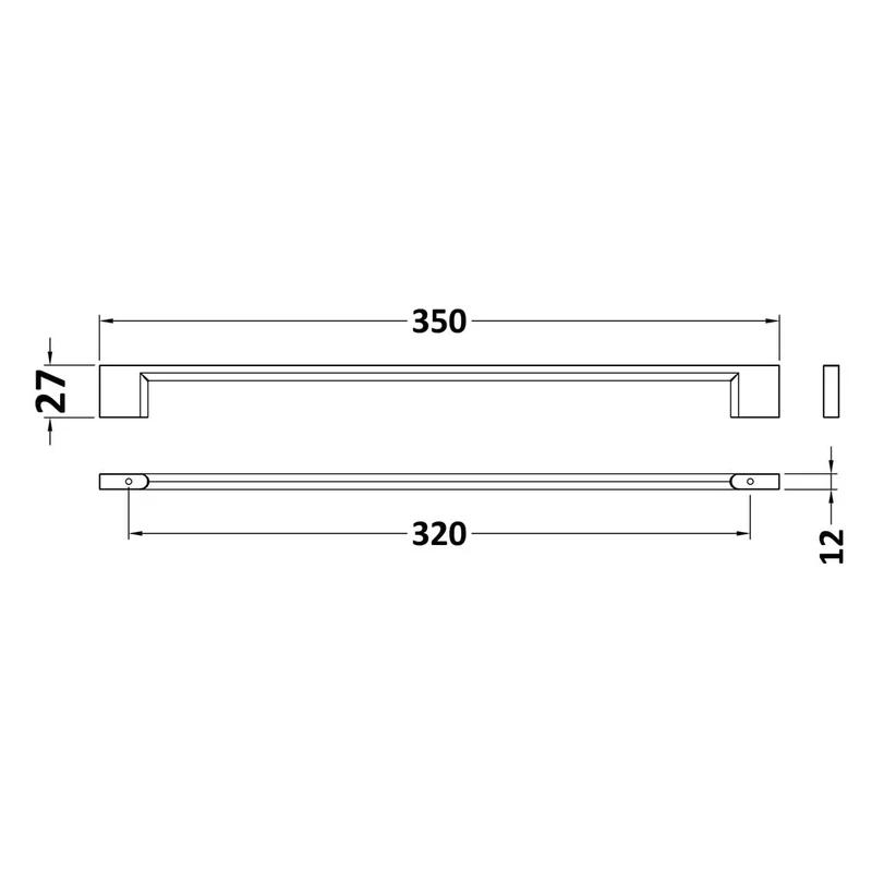 Design Furniture Handle, 350mm Wide With 320mm Centres - Chrome