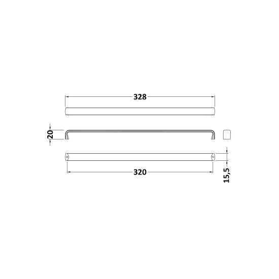 Chrome D Furniture Handle With 320mm Centres