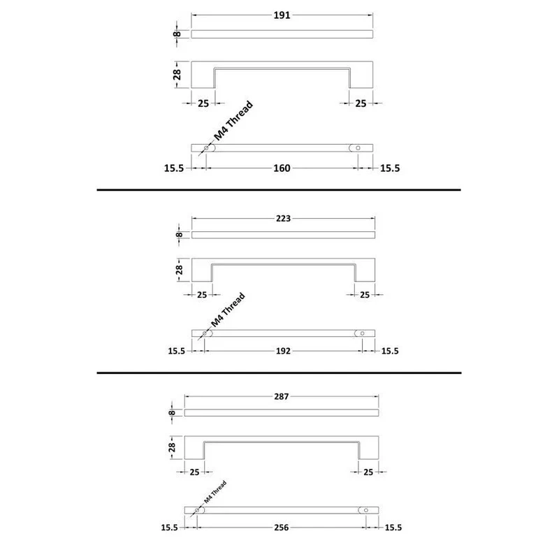 D Bar Furniture Handle - Chrome