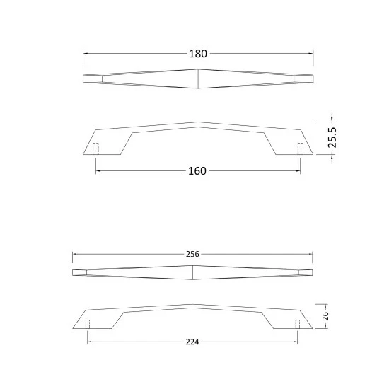 D Bar Furniture Handle - Chrome