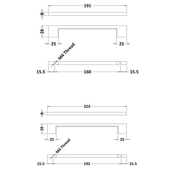 D Bar Furniture Handle - Brushed Brass