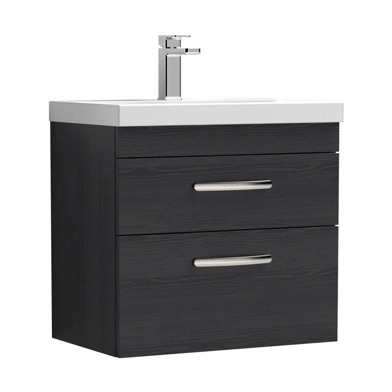 Nuie Athena 600mm Wall Hung Vanity With Basin 1 Contemporary Charcoal Black MFC 578x610x390mm