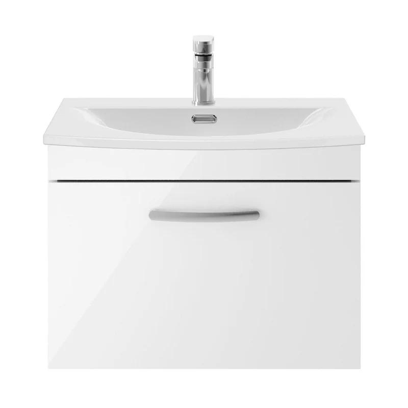 Nuie Athena 600mm Wall Hung Vanity With Basin 4 Contemporary Gloss White MFC 461x610x390mm - ATH041G