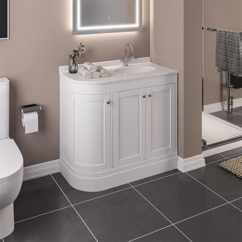 Hardwick 900mm Traditional Corner Vanity Unit, Quartz Worktop and Basin Right Hand - Matt White