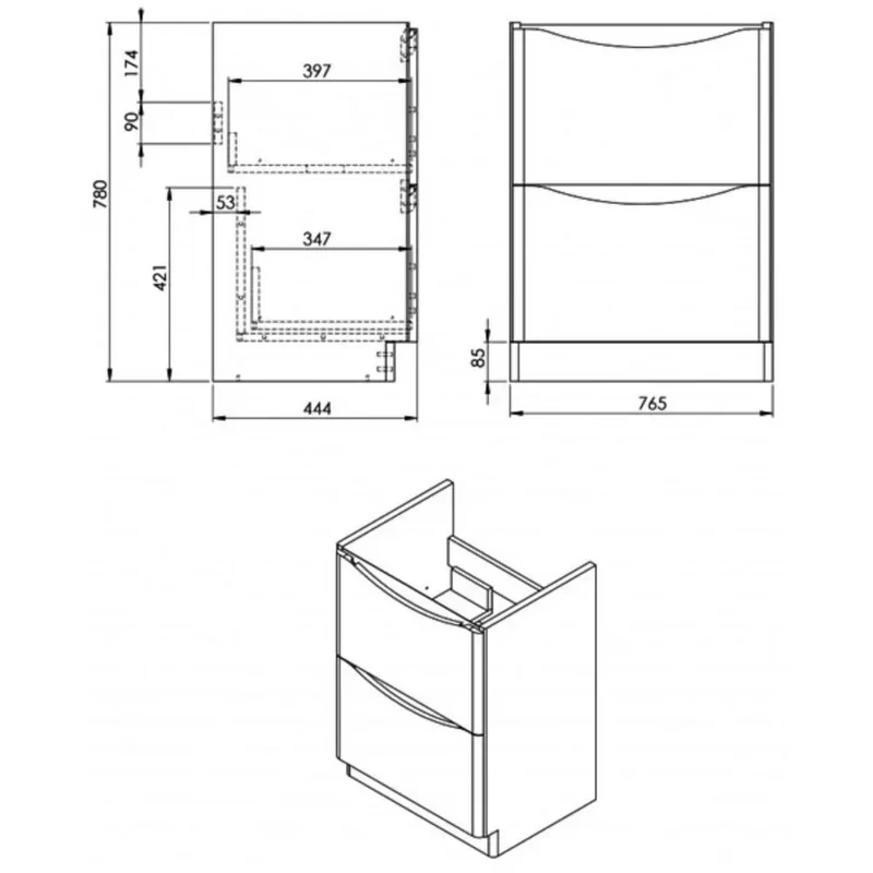 Josef Martin HAPPI 800mm Floor Standing Vanity Unit & Basin - Anthracite