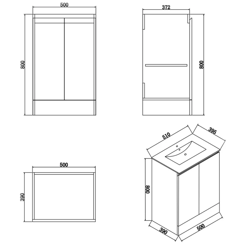 Halite 500mm Vanity Unit with Basin - Matt Henbury Grey