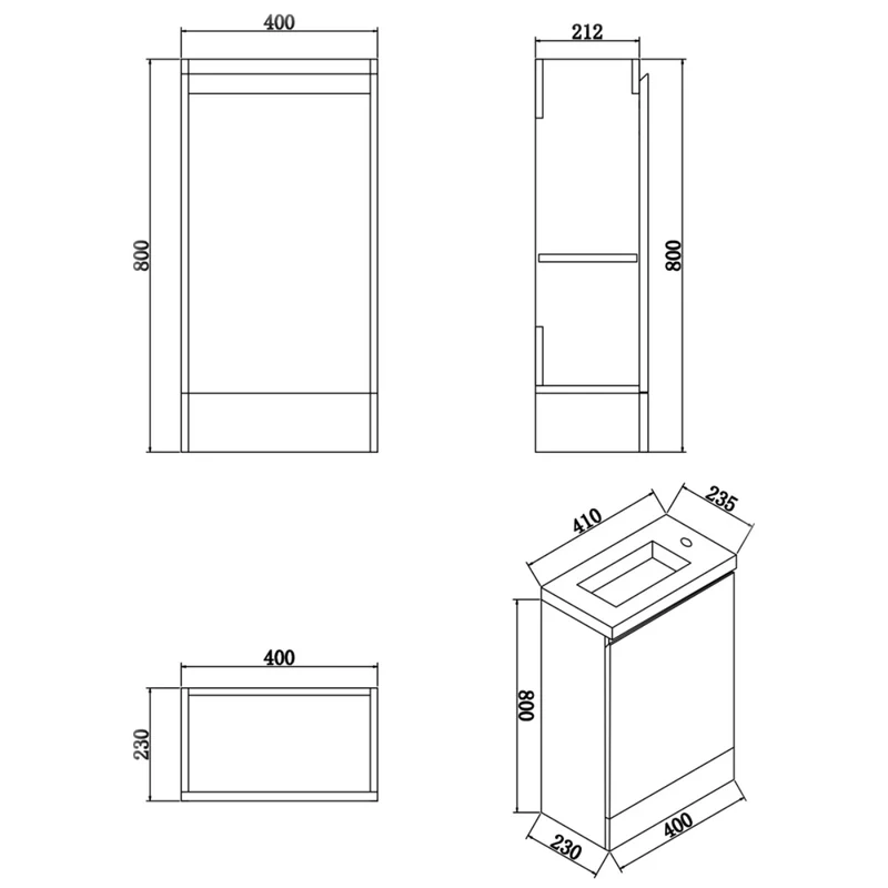 Halite 400mm Vanity Unit with Basin - Matt Henbury Grey