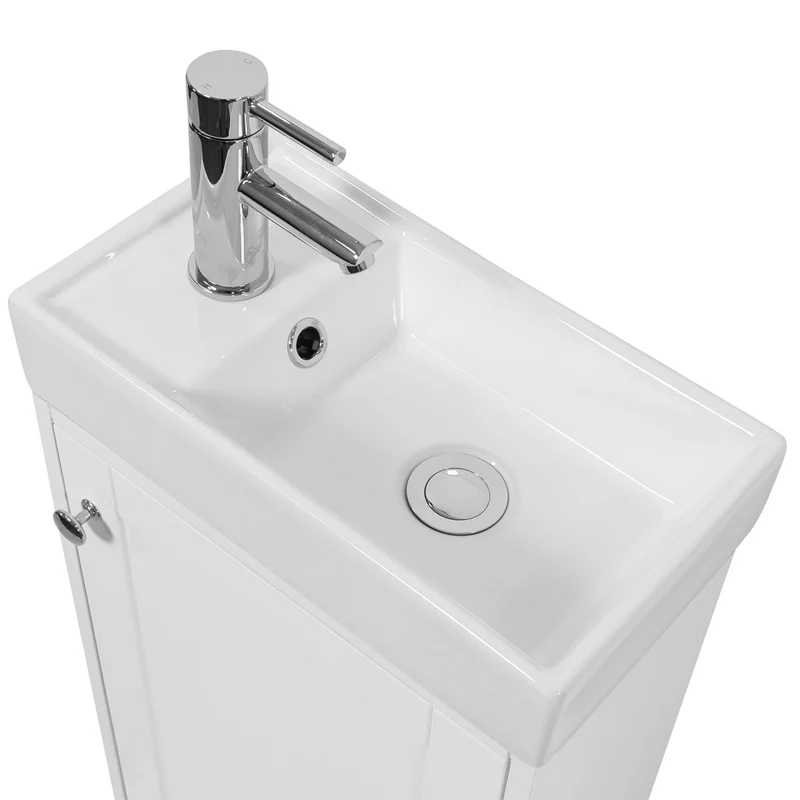 Kingsbury Traditional Floor Standing Cloakroom Vanity Unit and Basin - White
