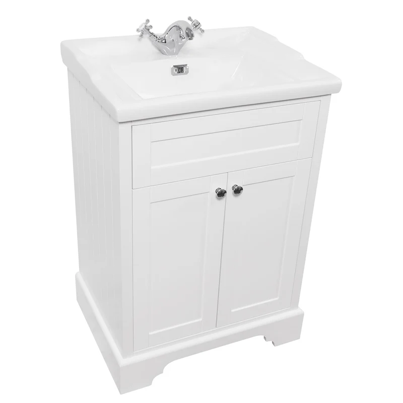 Kingsbury Traditional 600mm Floor Standing Vanity Unit and Basin - White