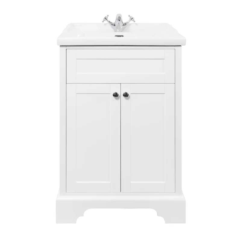 Kingsbury Traditional 600mm Floor Standing Vanity Unit and Basin - White