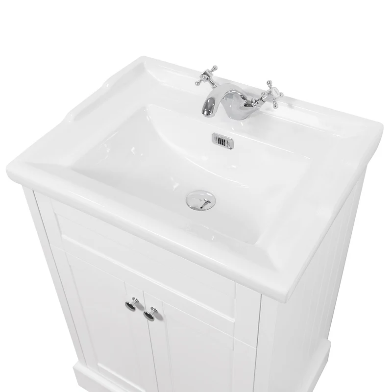 Kingsbury Traditional 600mm Floor Standing Vanity Unit and Basin - White