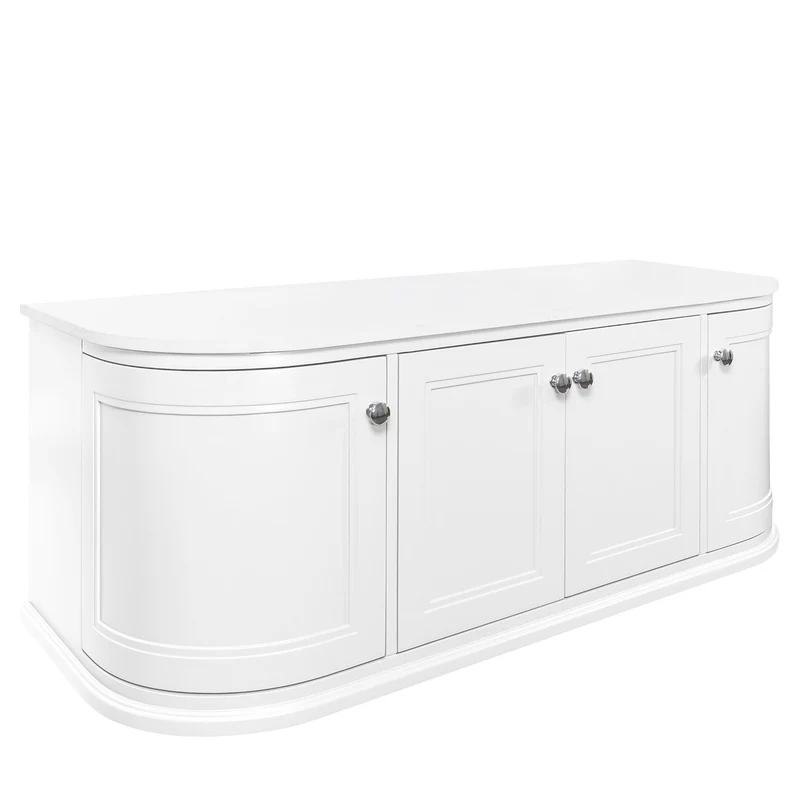 Kingsbury Classic Curved 1200mm Wall Hung Vanity Unit with Marble Worktop - White
