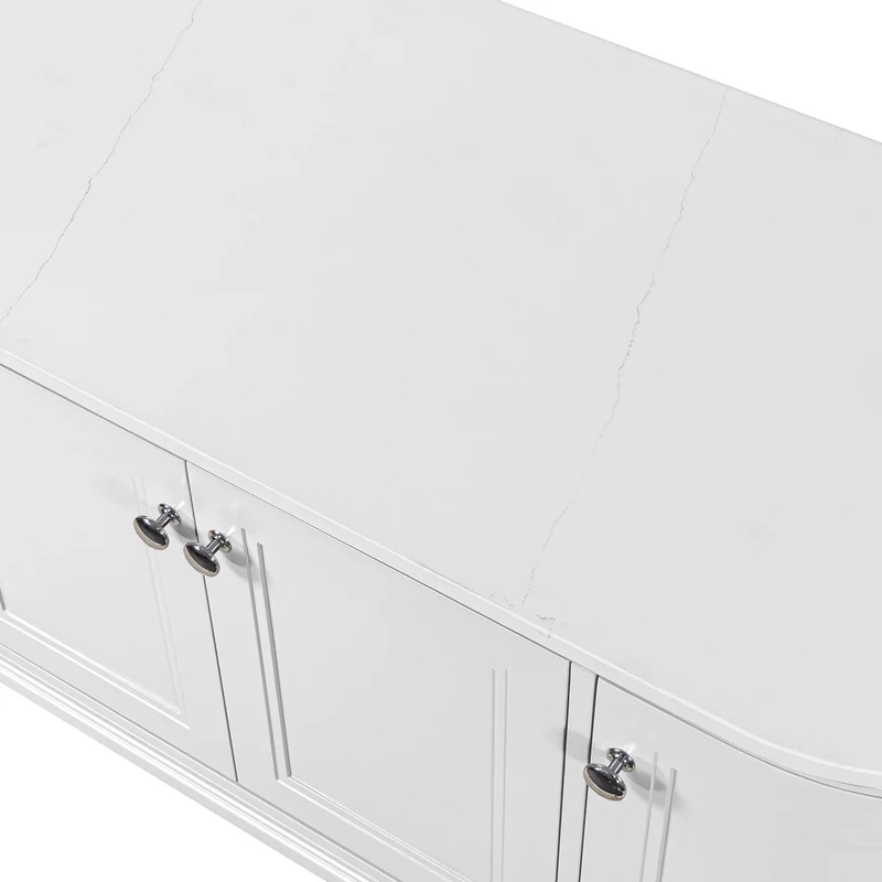 Kingsbury Classic Curved 1200mm Wall Hung Vanity Unit with Marble Worktop - White