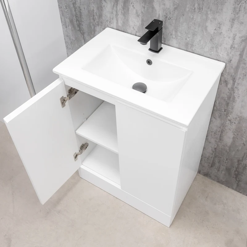 Halite Waterproof 600mm Floor Standing Vanity Unit & Basin - White