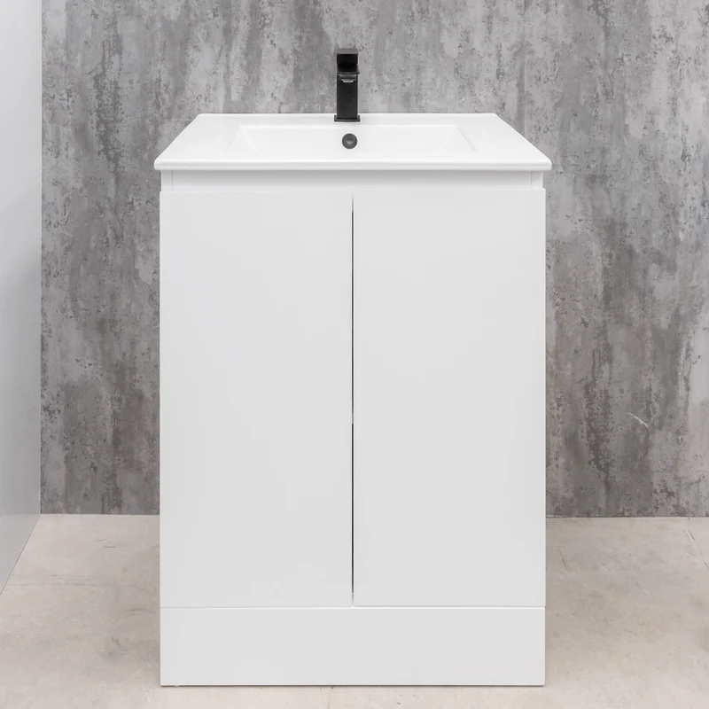Halite Waterproof 600mm Floor Standing Vanity Unit & Basin - White