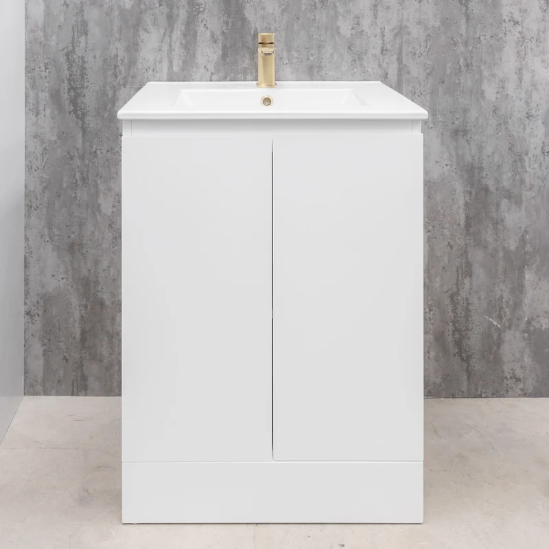 Halite Waterproof 600mm Floor Standing Vanity Unit & Basin - White