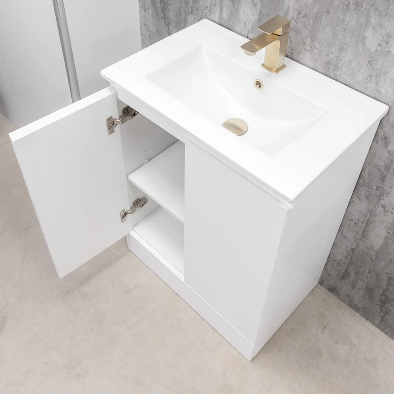Halite Waterproof 600mm Floor Standing Vanity Unit & Basin - White