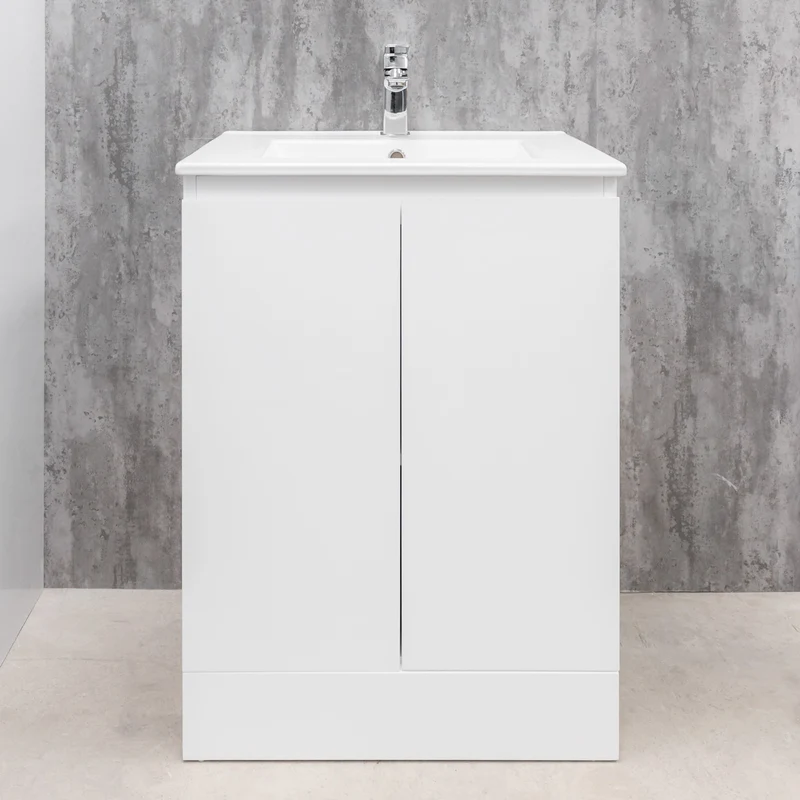 Halite Waterproof 600mm Floor Standing Vanity Unit & Basin - White