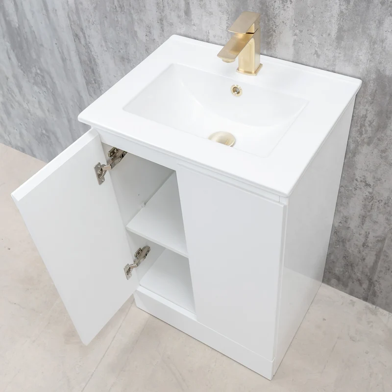 Halite Waterproof 500mm Floor Standing Vanity Unit & Basin - White