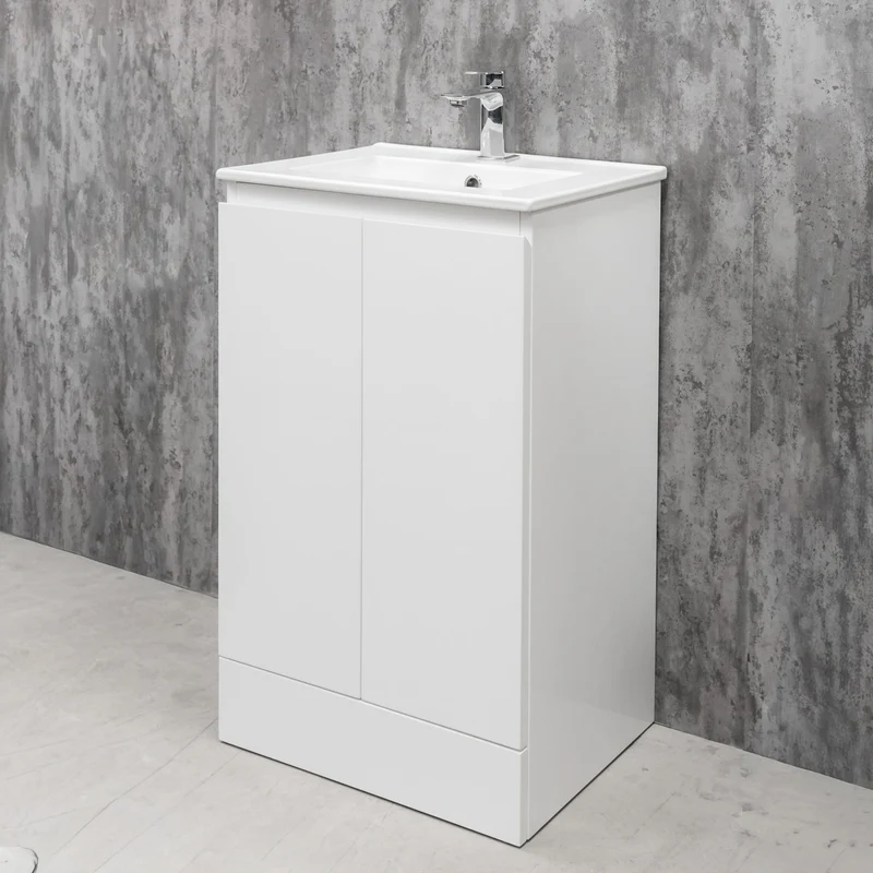 Halite Waterproof 500mm Floor Standing Vanity Unit & Basin - White