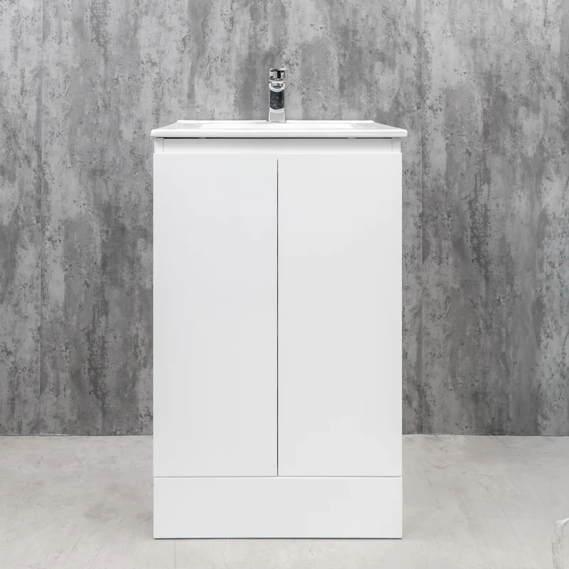 Halite Waterproof 500mm Floor Standing Vanity Unit & Basin - White