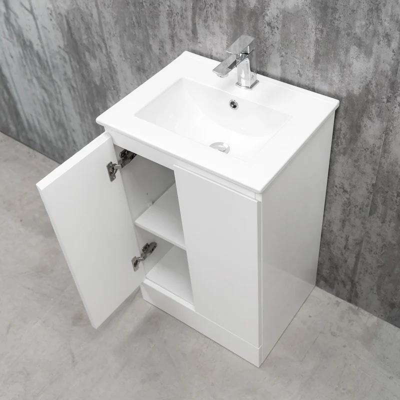 Halite Waterproof 500mm Floor Standing Vanity Unit & Basin - White