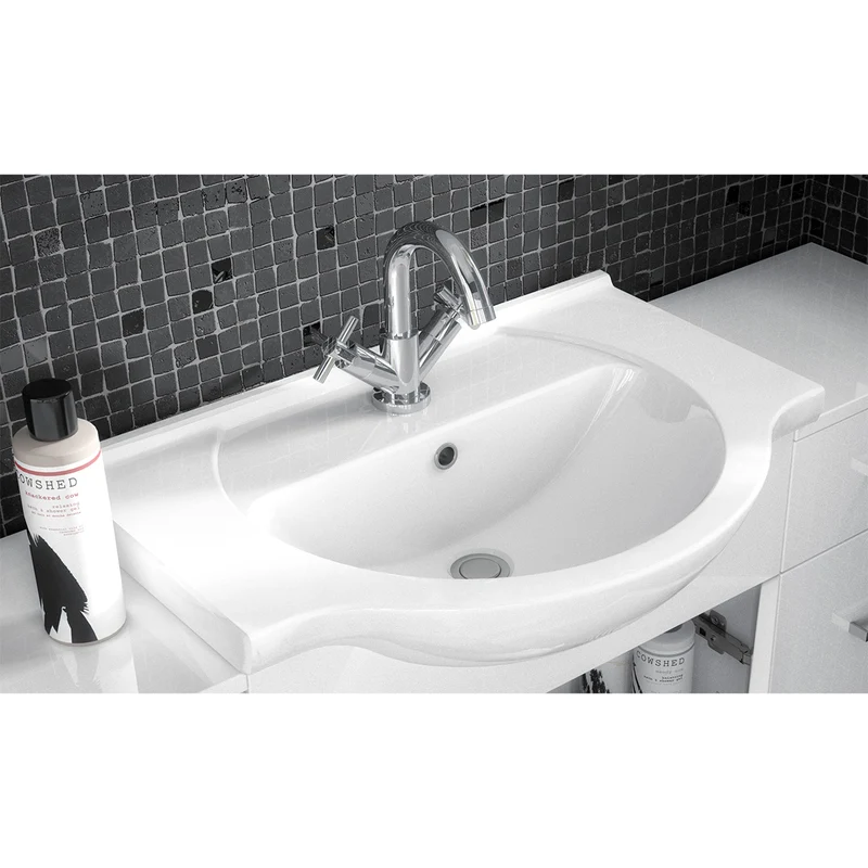 Nuie Mayford 650mm Floor Standing Gloss White Cabinet & Ceramic Round Basin
