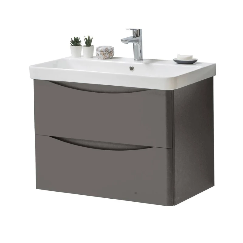 Happi 800mm Wall Hung Vanity Unit & Basin - Dark Lead