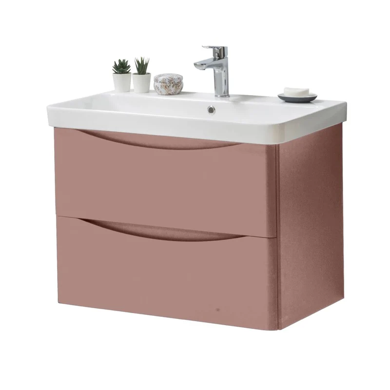 Happi 800mm Wall Hung Vanity Unit & Basin - Blush